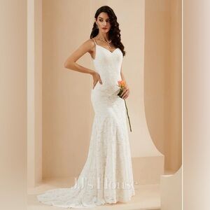 JJs House White Lace Wedding Dress